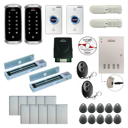 

FPC-8138 2 Doors Access Control Electromagnetic Lock For Outswinging Door 600lbs TCP/IP Wiegand Controller Box Outdoor Weatherproof Keypad/Reader Software Included 20000 User Receiver PIR Kit
