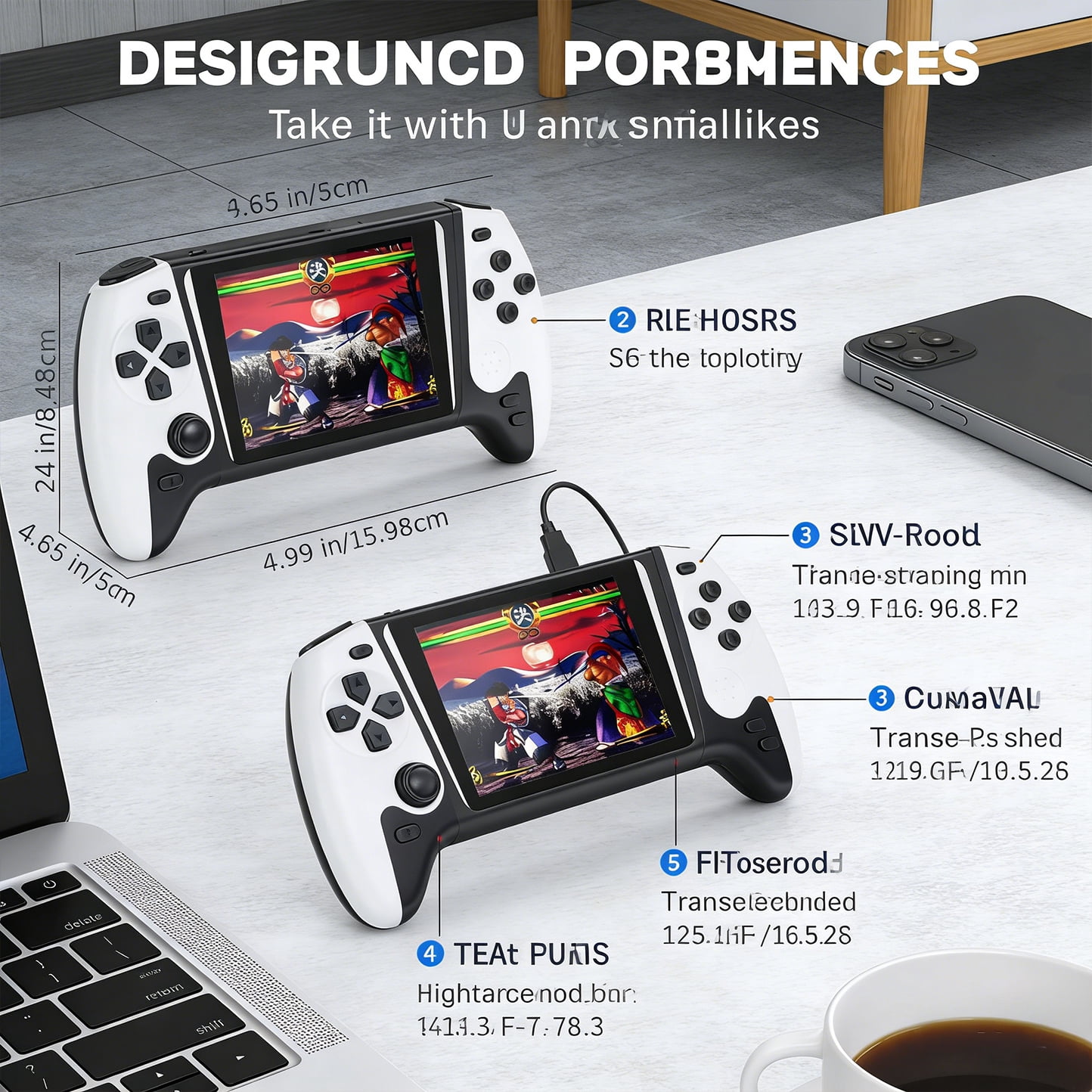 Shixing Pocket Gaming Console Project X Red and Blue, 4.3-inch HD IPS Screen, 64GB, 500-in-1 Games, 1-Pack