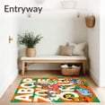 thumbnail image 3 of ODIKA 2'x3' Machine Washable Non-Slip Area Rug, Safari Adventure Animals Learning Playmat with Alphabet Letters Educational High Traffic Rug with Pad, Orange, 685542, 3 of 8