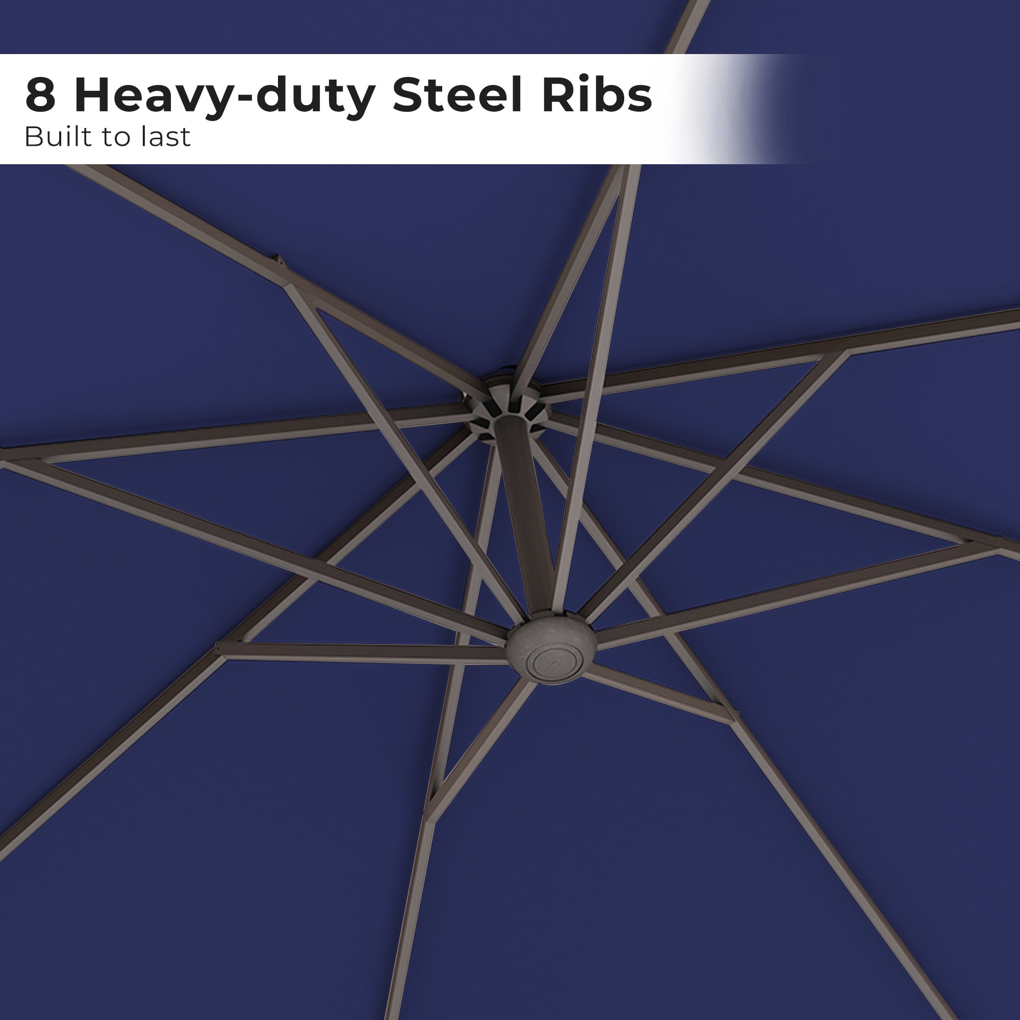 GRANDPATIO Patio Umbrellas  9x12 FT Rectangular Offset Umbrella, Large Patio Cantilever Umbrella with Base Aluminum Outdoor Umbrella for Garden Poolside, Navy Blue
