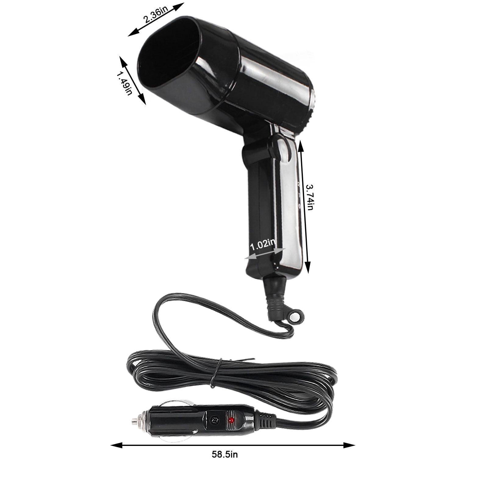 Car Hair Dryer, High Power 12V Handheld Blower, Foldable Portable RV Travel Dryer for Wet Hair Quick Dry Low Noise