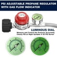 thumbnail image 3 of Upgraded 12 FT 0-30 PSI High Pressure Adjustable Propane Regulator with Gauge 0~60PSI Gas Flow Indicator, QCC1 x 3/8" Female Flare Fitting with 3/8 Flare x 1/8 MNPT, Stainless Braided Propane Hose, 3 of 8