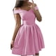thumbnail image 2 of ICHUANYI Clearance Women's Solid Color Bra Off Shoulder Dress Waist Pleated Dress Dress Large Ball Dress(Pink, XXL) ICHUANYI WER2023081503818, 2 of 6