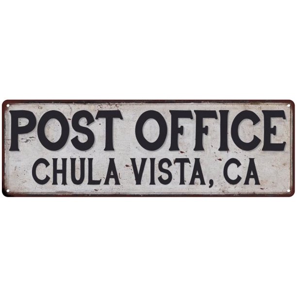 Chula Vista, Ca Post Office Metal Sign Vintage 6x18 106180011065 -  