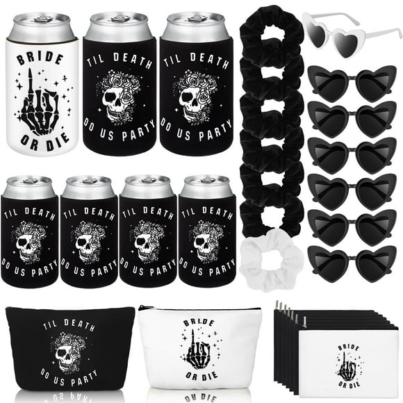 Norme Fournitures de Fête de Mariée Ou de Mort Enterrement de Vie de Jeune Fille jusqu'à la Mort Déco de Fête Do Us avec Sac à Manches Canette Chouchou Lunettes de Soleil (28 Pcs)
