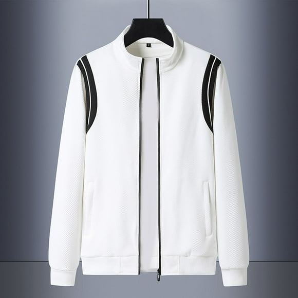 Xysaqa Men's Fashion Lightweight Bomber Jacket Slim Fitted Casual Windbreaker Mens & Boy Big & Tall Light Jacket Spring Fall Clothes M-7XL White