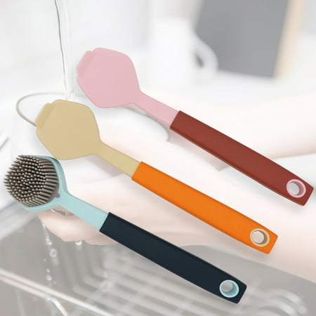 

Cheers US Scrub Brush Comfort Grip & Flexible Stiff Bristles Kitchen Scrub Brush Sink Bathroom Brushes with Scraper Tip Comfortable Grip Bristles for Pot Pan Cast Iron Skillet Dishes Cleaning