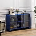 thumbnail image 2 of 47.25"Glass Storage Cabinet Floor-to-ceiling for Kitchen, Living Room, Bathroom(Bark blue), 2 of 11
