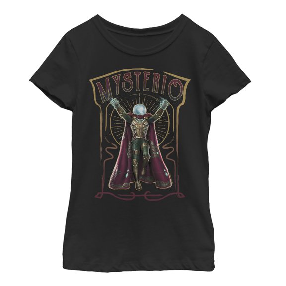 Girl's Marvel Spider-Man: Far From Home Mysterio Card  Graphic Tee Black X Large
