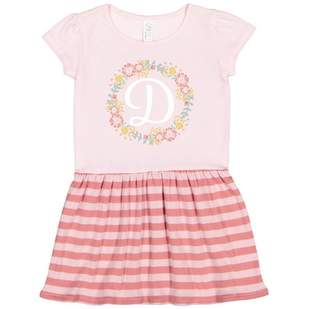 

Inktastic D Monogram Alphabet Letter Rose Floral Wreath Gift Toddler Girl Dress