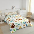 thumbnail image 3 of Cute Sloth King Size Comforter Set Hippie Floral Bedding Set, Chic Flower Down Comforter Watercolor Leaves Bed Set, Woodland Wildlife Quilted Duvet, 3 of 6