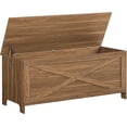 thumbnail image 2 of Coffre de Rangement Robuste Banc de Rangement d'Entrée avec Charnières Banc à Chaussures Rétro Meuble Aspect Bois pour Salon Chambre et Noyer, 2 of 6