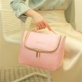 thumbnail image 1 of Leather Makeup Bag Large Deep Handbag Traveling Cosmetic Organizer for Women, 1 of 6