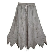 <mark>Mogul</mark> Women's Retro Skirt Embroidered Stonewashed Zig Zag Peasant Skirts
