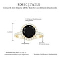thumbnail image 5 of Classic Lab Grown Black Diamond Ring with Diamond Halo for Women (8 mm), 18K Yellow Gold, US 13.00, 5 of 8
