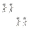 thumbnail image 2 of Sonducket Pendientes de botón ligeros para mujer - Pendientes de flores de aleación hechos a mano delicados y modernos Pendientes de perlas plateado 2Conjunto, 2 of 6