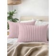 thumbnail image 3 of Waterproof Outdoor Throw Pillows with Inserts 12"x20" Set of 2, Pink Striped Soft Decorative Pillowcases for Couch Bedroom, Modern Simple Farmhouse Beige Vintage Pillow Covers for Sofa Living Room, 3 of 8