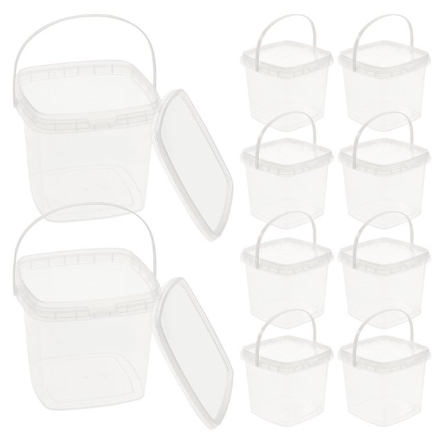 FELTECHELECTR Cubo transparente con tapa para comida, 10 unidades, para helado, leche, té, palomitas de maíz, yogur de frutas, 500 ml