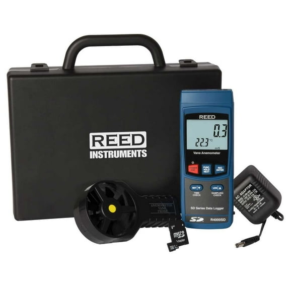 Reed Instruments Thermo-Anemometer,40to0.8 km/h,32to122F R4000SD-KIT
