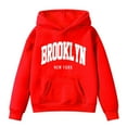 thumbnail image 4 of Telankuip Hoodies for Teen Girls Cute Brooklyn Graphic Letter Printed Hooded Sweatshirts 2025 Fall Winter Long Sleeve Relaxed Fit Leisure Sports Pullover Tops with Pocket Red 3-4 Years, 4 of 4