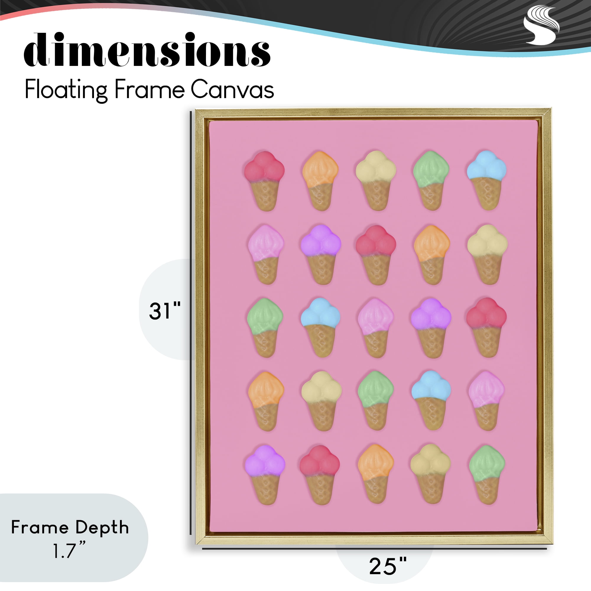 Stupell Industries Ice Cream Candies on Pink Gold Framed Floater Canvas Wall Art, design by LISH Creative