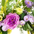 thumbnail image 6 of Northlight Peony Mixed Floral Springtime Wreath - 24" - Purple and Yellow, 6 of 8