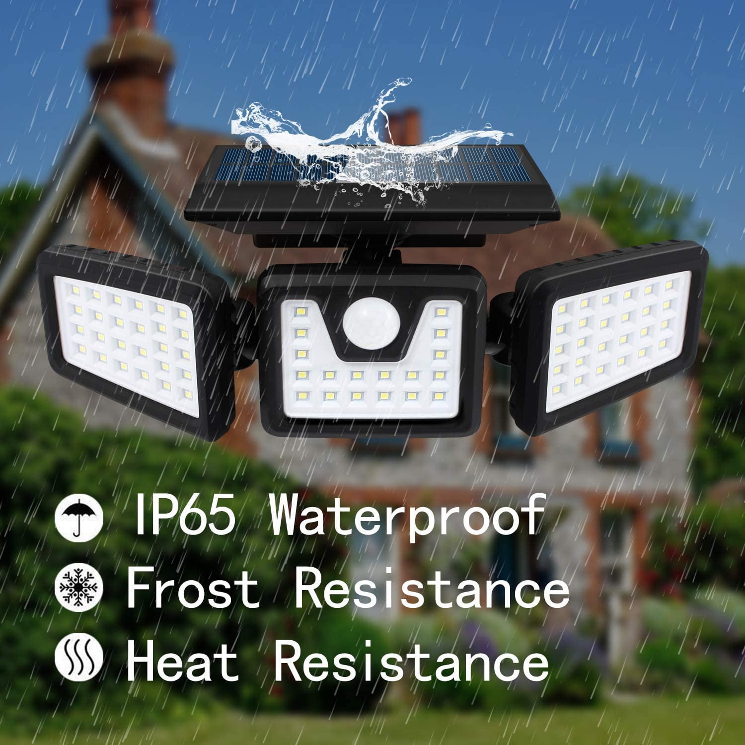 2 Pack Harmonic Solar Motion Sensor Lights Outdoor,70 LED Solar Security Lights Outdoor,Adjustable 3 Heads,/ IP65 Waterproof,800LM Flood Light for Yard,Garage,Garden,Patio