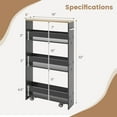 thumbnail image 5 of LOKO Slim Storage Cart, 4-Tier Rolling Cart with Handle & Wooden Top for Kitchen Bathroom Laundry Living Room Narrow Small Spaces, 5 Inches Width (Grey & Natural), 5 of 9