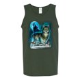 thumbnail image 2 of Wild Bobby, Wolf Howling At the Full Moon Wolf Pack Animal Lover Mens Graphic Tank Top, Forest Green, 2XL, 2 of 3