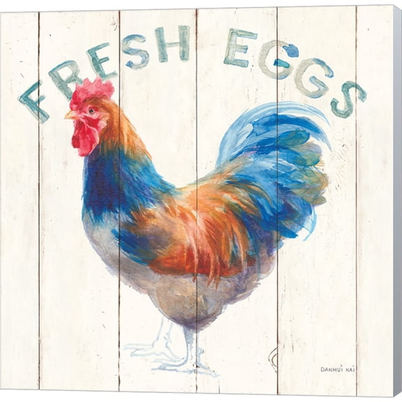 Fresh Eggs Hen by Danhui Nai, Canvas Wall Art, 12W x 12H