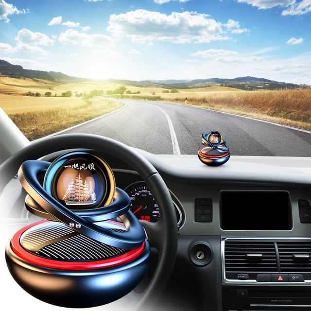 Solar Rotating Car Perfume Aluminum Alloy Suspension Accessory with Automatic Dispersion Geometric Design for Vehicle