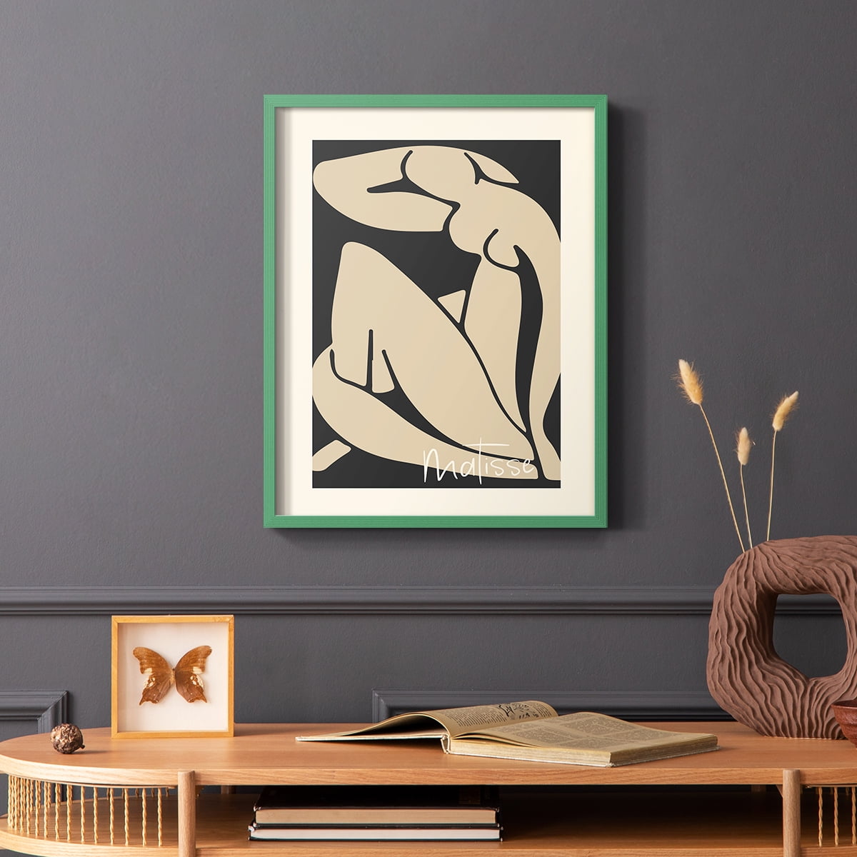 Matisse CCCVI in Green Solid Wood 22 x 28 Framed Print