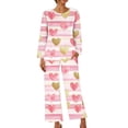 thumbnail image 6 of Hueook Valentine Day 2 Piece Set Valentines Day Pj Women's Casual Valentine's Day Non Positioning Printed Long Sleeved+cropped Pants with Pockets Home Sports Pajamas Set Beige XL, 6 of 6