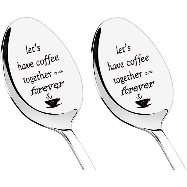 Anniversary Birthday Gifts for Her Wife Husband Let's Have Coffee Together Forever Spoon for Girlfriend Boyfriend Christmas Gifts for Friend Couple Wedding Gifts for Her Him Couples Coffee Spoon Set
