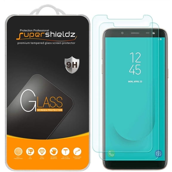 [2-Pack] Supershieldz for Samsung Galaxy J6 (2018) Tempered Glass Screen Protector, Anti-Scratch, Anti-Fingerprint, Bubble Free