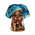 thumbnail image 4 of TSADFHJI Chemises de Noël Femmes Mode Décontractée Célébration Femmes Noir Liberté Col Rond Manches Courtes T-Shirt L Bleu, 4 of 5