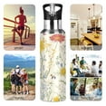 thumbnail image 5 of Vintage Style Colorful Cosmos Bipinnatus Sports Bottle with Straw Stainless Steel Water Jug Portable Thermal Cup Leak-proof 600ML, 5 of 9