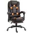 thumbnail image 1 of Chaise de Bureau à Massage Vibrant à 7 Points, Chaise de Direction Inclinable en Similicuir Brun avec Repose-Pieds Rétractable, Inclinaison à 155°, Hauteur Réglable pour la Maison Ou le Bureau, 1 of 7
