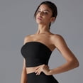 thumbnail image 2 of SWSMCLT Women's Crop Tube Top Tube Top Ruched Summer Casual Light Soft Tight Yoga Fitted Sexy Strapless Top Black Large, 2 of 5