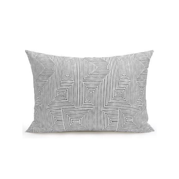 Outdoor Pillows Waterproof, Grey Geometric Bedding Throw Pillows with Insert for Couch Sofa Bed, Aesthetics Luxury Abstract Art 12x20 Inch Pillowcases Decorative Camping Patio Pillow Set of 1