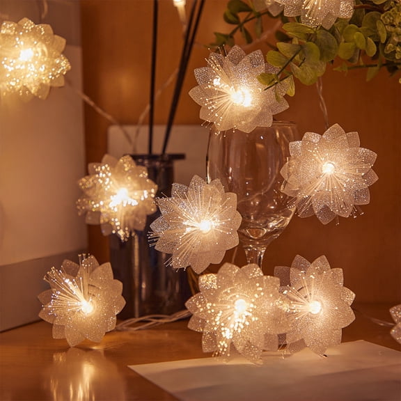 Flower String Lights Indoor Decorations, 78.74" 10 LED Plug in Warm White Decorative Cute Cherry Blossom Floral Lamp for Tree Branch Vine Hanging, Christmas Garden Bedroom Wall Decor