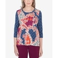 thumbnail image 4 of Alfred Dunner Womens Petite  Paisley Patchwork Knotted Crew Neck Top, 4 of 6