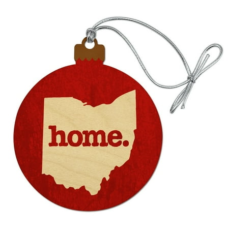 Oh Xmas Tree Song Ohio OH Home State Textured Red Officially Licensed Wood Christmas Tree Holiday Ornament ()
