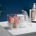 thumbnail image 4 of Cotton Pads and Swabs Holder, Clear Cotton Pad Box with 3-Grid Design for Cotton Swabs, Qtips, Make Up Pads, Sponge Balls and More, 4 of 4