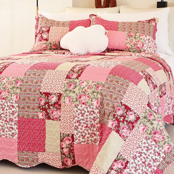Colcha con forma de cm, diseño floral de verano, tamaño completo, tamaño queen, con almohada
