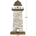 thumbnail image 3 of 9" x 20" Cream Wood Distressed Light House Sculpture with Brown Accents, by DecMode, 3 of 10