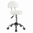 thumbnail image 1 of Taburete giratorio ajustable KKTONER de piel sintética blanca, 1 of 7