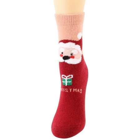 

UDAXB Socks Christmas Women Coral Fleece Socks Print Thicker Anti-slip Floor Carpet Socks