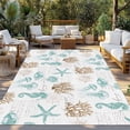thumbnail image 3 of Outdoor Rug 4x6 ft Coastal Nautical Waterproof Outdoor Patio Rug Mat Non Slip Outside Area Rugs Carpet for RV,Camping,Porch,Deck,Pool,Balconybackyard,Seahorse Coral Starfish Shell Aqua Brown, 3 of 9