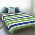 thumbnail image 4 of Flannel Throw Blanket for Couch Sofa Bed,Green Blue White Stripe Soft Cozy Warm Fuzzy Blanket 60x80in, 4 of 9